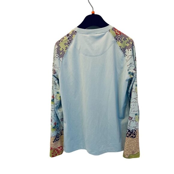 The North Face Size Med Rush Guard Top in Blue Tropical Design Sleeves - Picture 3 of 8